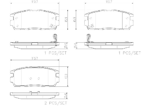2007-2017 Chevrolet Equinox Disc Brake Pad Set - Rear (Brembo)