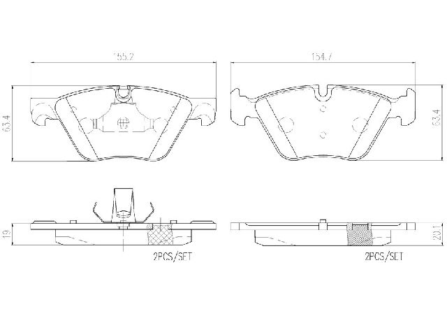 2011-2016 BMW 528i Disc Brake Pad Set - Front (Brembo)