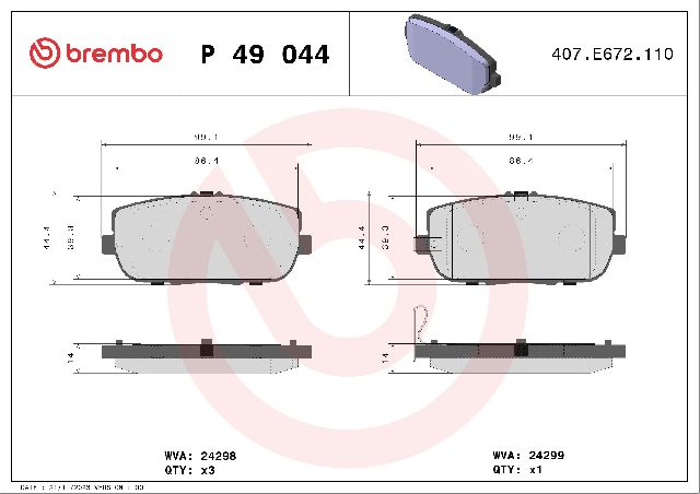 2006-2023 Mazda MX-5 Miata Disc Brake Pad Set - Rear (Brembo)