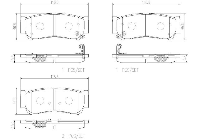 2007-2009 Hyundai Santa Fe Disc Brake Pad Set - Rear (Brembo)
