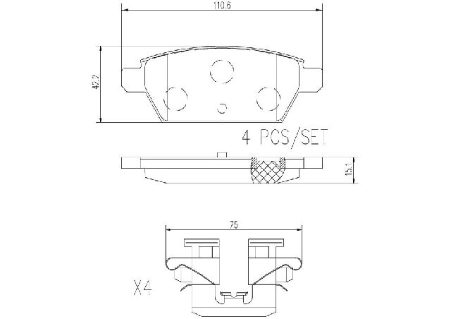 2006-2013 Mazda 6 Disc Brake Pad Set - Rear (Brembo)