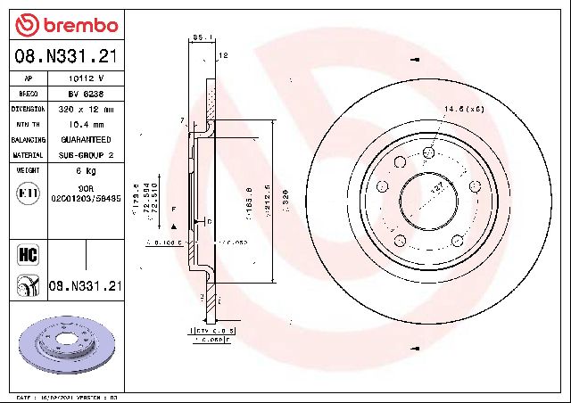 2017-2024 Chrysler Pacifica Disc Brake Rotor - Rear (Brembo)