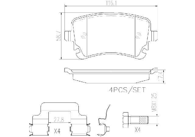 2006 Audi A6 Disc Brake Pad Set - Rear (Brembo)