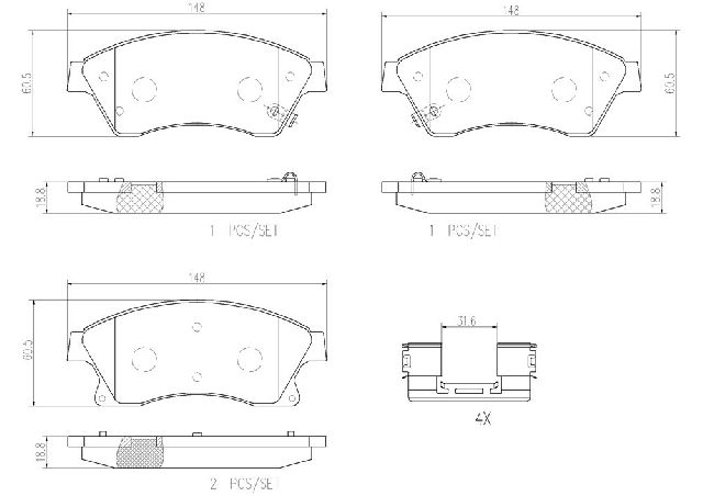 2012-2017 Chevrolet Sonic Disc Brake Pad Set - Front (Brembo)