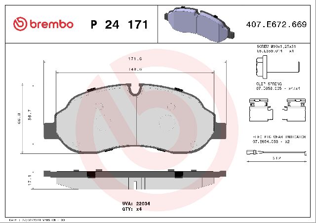 2015-2023 Ford Transit-250 Disc Brake Pad Set - Front (Brembo)