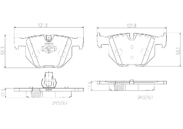 2008-2009 BMW 528i Disc Brake Pad Set - Rear (Brembo)
