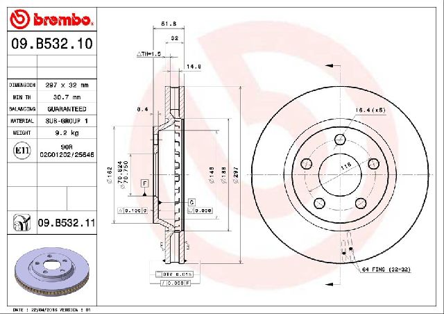 2005 Buick Terraza Disc Brake Rotor - Front (Brembo)