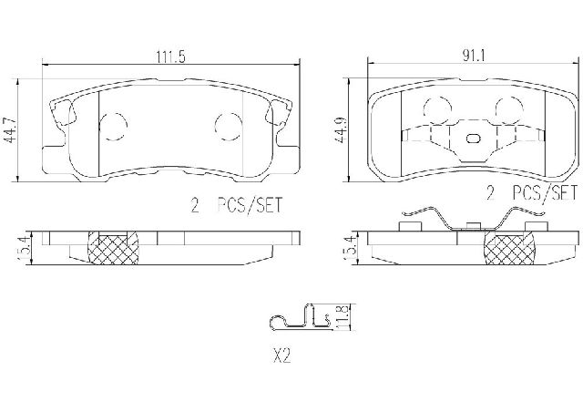 2008-2014 Dodge Avenger Disc Brake Pad Set - Rear (Brembo)