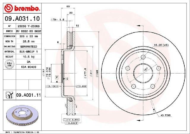 2006-2010 Jeep Commander Disc Brake Rotor - Front (Brembo)