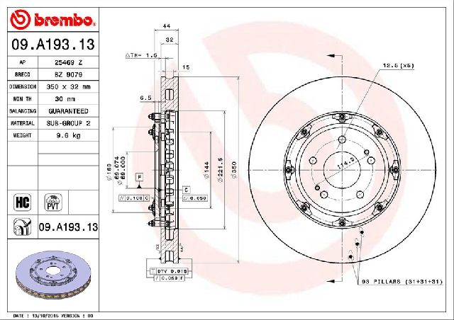 2008-2014 Mitsubishi Lancer Disc Brake Rotor - Front (Brembo)