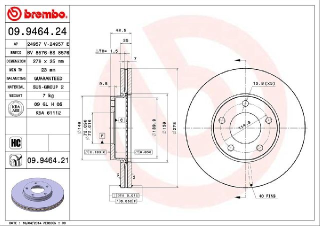 2004-2013 Mazda 3 Disc Brake Rotor - Front (Brembo)