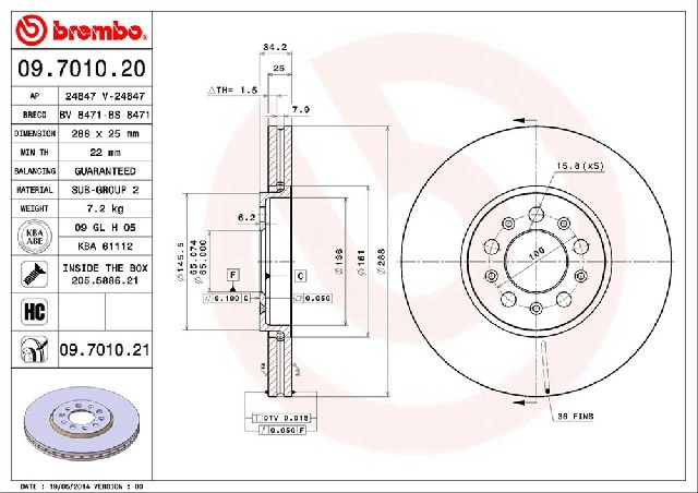 1999-2005 Volkswagen Jetta Disc Brake Rotor - Front (Brembo)