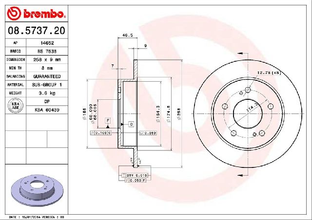 1995-1998 Nissan 240SX Disc Brake Rotor - Rear (Brembo)