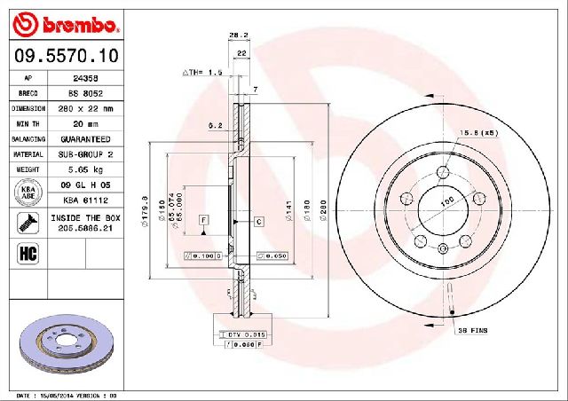 1994-1995 Volkswagen Jetta Disc Brake Rotor - Front (Brembo)