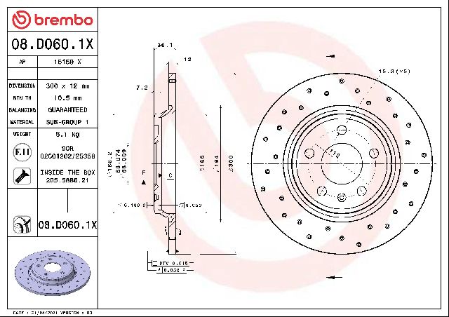2017-2020 Audi A4 Disc Brake Rotor - Rear (Brembo)