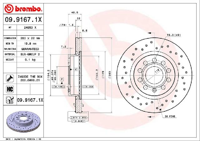 2011-2019 Volkswagen Jetta Disc Brake Rotor - Front (Brembo)