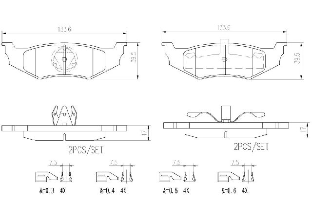 1995-2005 Dodge Neon Disc Brake Pad Set - Rear (Brembo)