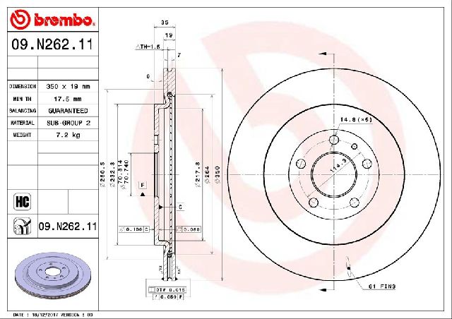 2013-2014 Ford Mustang Disc Brake Rotor - Rear (Brembo)