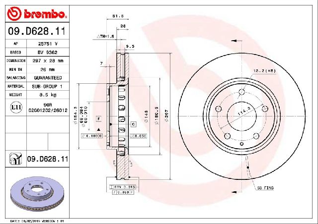 2019-2021 Mazda 6 Disc Brake Rotor - Front (Brembo)
