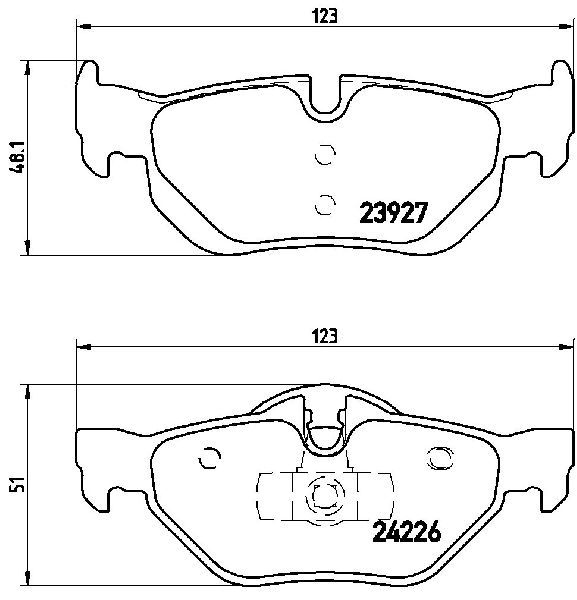 2007-2013 BMW 328i Disc Brake Pad Set - Rear (Brembo)