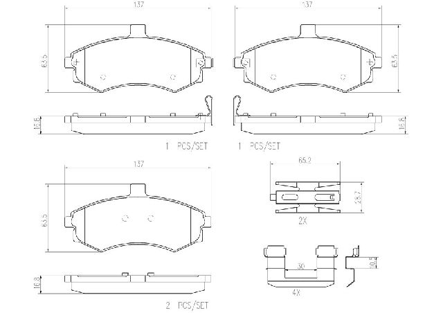 2002-2006 Hyundai Elantra Disc Brake Pad Set - Front (Brembo)