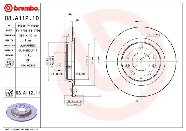 2001-2003 Mazda Protege Disc Brake Rotor - Rear (Brembo)