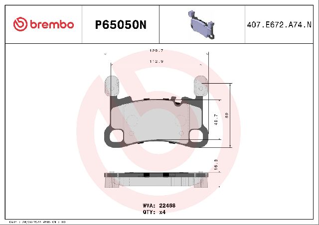 2019-2023 Porsche Cayenne Disc Brake Pad Set - Rear (Brembo)