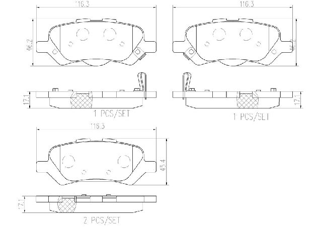 2009-2015 Toyota Venza Disc Brake Pad Set - Rear (Brembo)