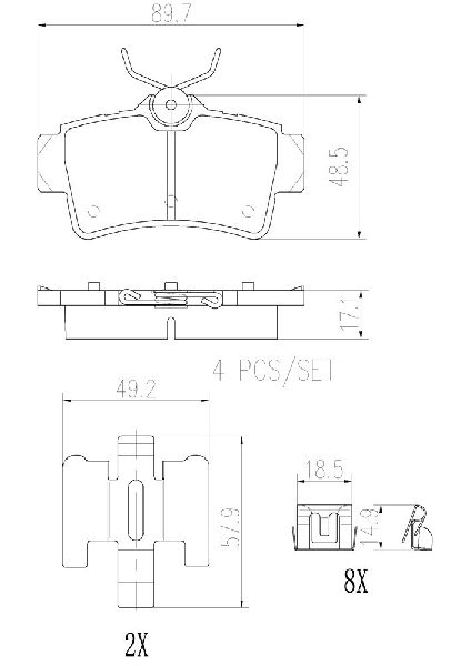 1994-2004 Ford Mustang Disc Brake Pad Set - Rear (Brembo)