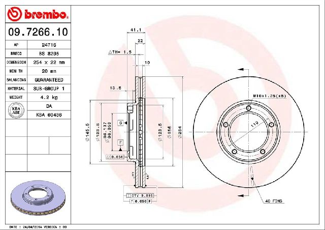 1995-2004 Toyota Tacoma Disc Brake Rotor - Front (Brembo)