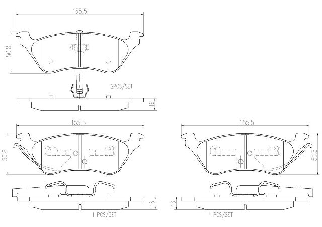 2001-2007 Dodge Caravan Disc Brake Pad Set - Rear (Brembo)
