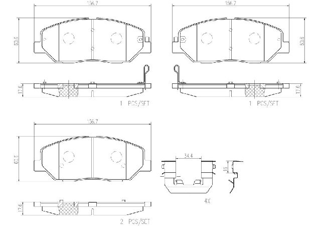 2009-2011 Kia Borrego Disc Brake Pad Set - Front (Brembo)