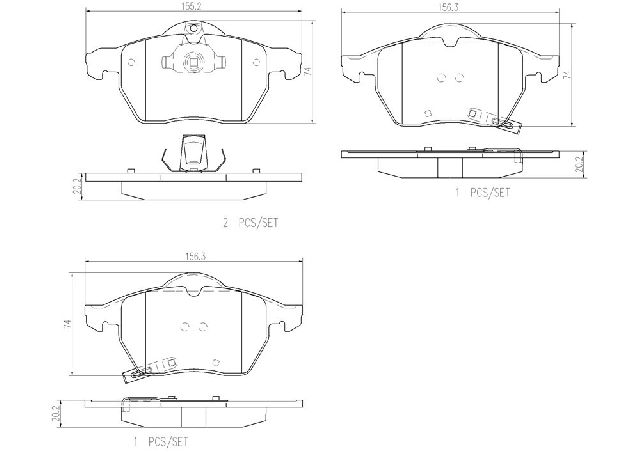 2000-2003 Saab 9-3 Disc Brake Pad Set - Front (Brembo)