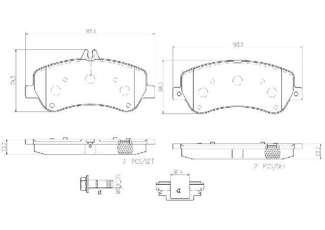 2013-2015 Mercedes-Benz GLK250 Disc Brake Pad Set - Front (Brembo)