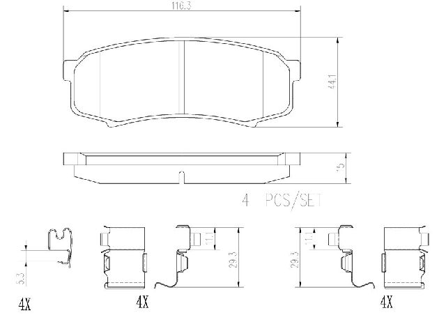 2001-2007 Toyota Sequoia Disc Brake Pad Set - Rear (Brembo)