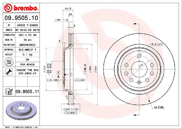 2003-2011 Saab 9-3 Disc Brake Rotor - Rear (Brembo)