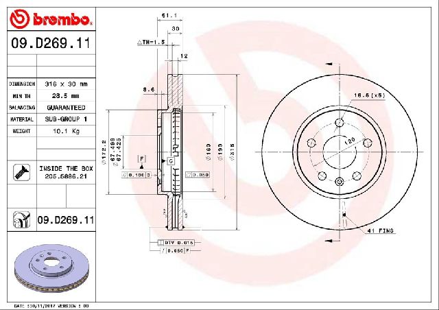 2008-2014 Cadillac CTS Disc Brake Rotor - Front (Brembo)