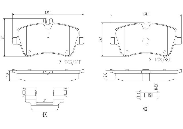 2006-2007 Mercedes-Benz C280 Disc Brake Pad Set - Front (Brembo)