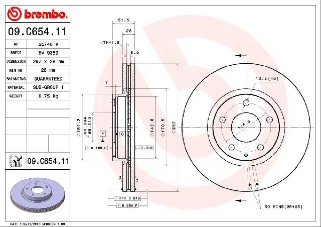 2014-2019 Mazda 6 Disc Brake Rotor - Front (Brembo)