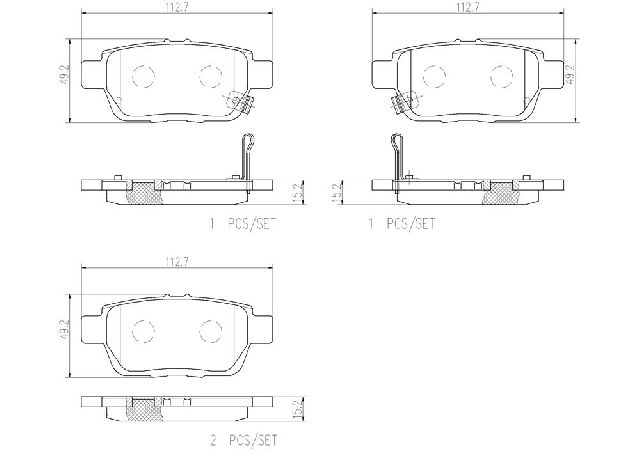 2006-2014 Honda Ridgeline Disc Brake Pad Set - Rear (Brembo)