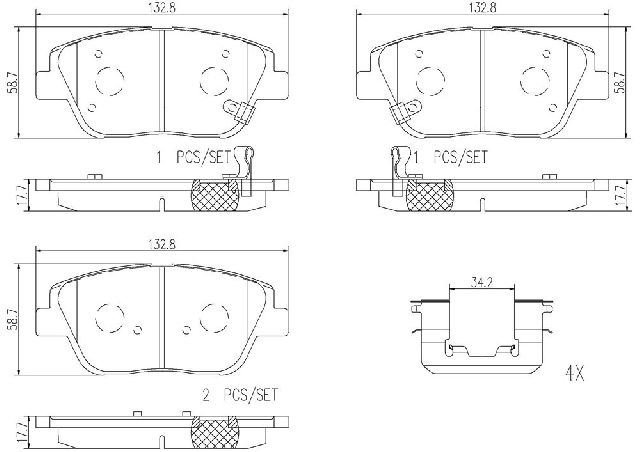 2011-2016 Kia Optima Disc Brake Pad Set - Front (Brembo)