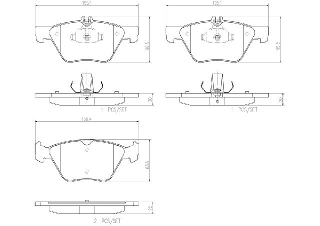 2006-2009 Mercedes-Benz E350 Disc Brake Pad Set - Front (Brembo)