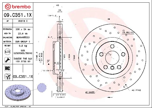 2016-2023 Mini Cooper Countryman Disc Brake Rotor - Front (Brembo)
