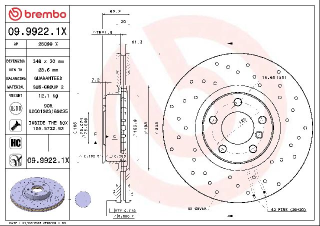 2008-2010 BMW X6 Disc Brake Rotor - Front (Brembo)