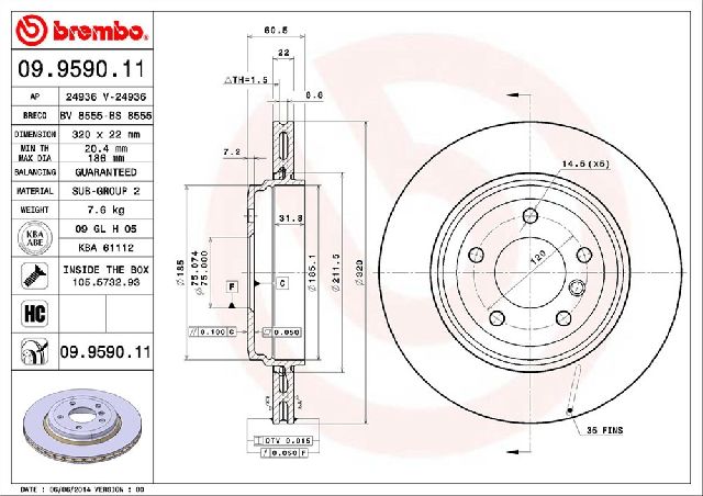 2001-2005 BMW 330xi Disc Brake Rotor - Rear (Brembo)