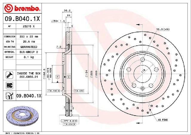 2010-2017 Audi A4 Disc Brake Rotor - Rear (Brembo)