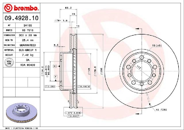 1988-1991 Mercedes-Benz 300SE Disc Brake Rotor - Front (Brembo)