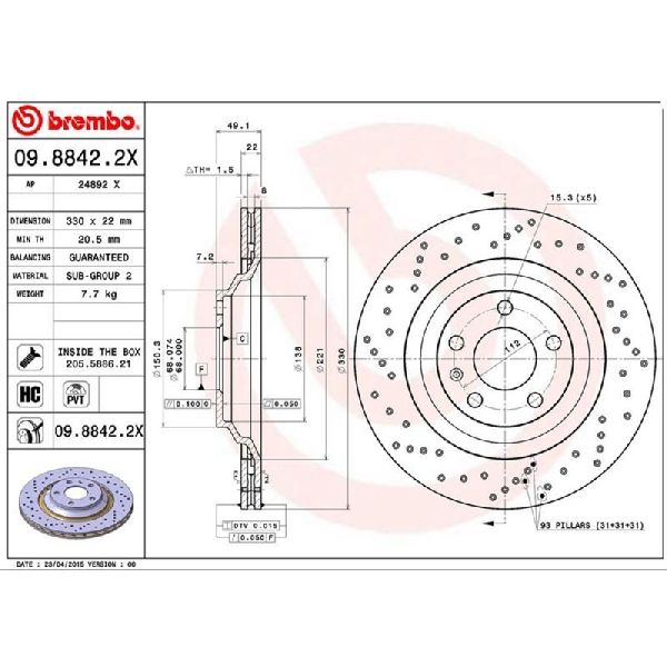 2007-2011 Audi S6 Disc Brake Rotor - Rear (Brembo)