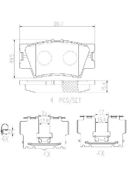 2013-2018 Lexus ES300h Disc Brake Pad Set - Rear (Brembo)