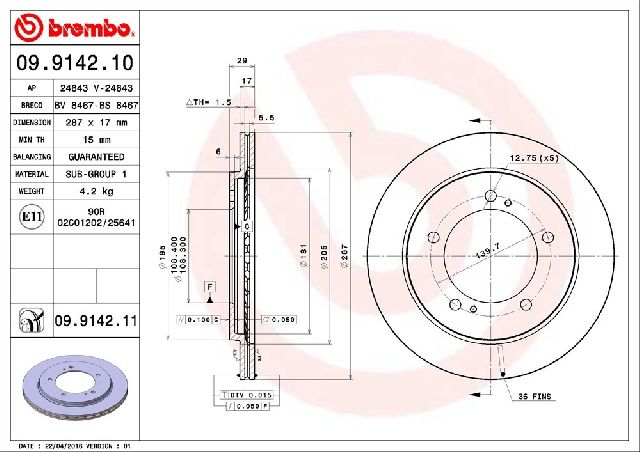 1999-2004 Chevrolet Tracker Disc Brake Rotor - Front (Brembo)